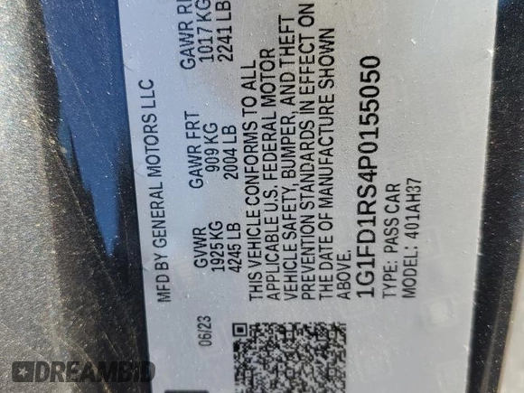 2023 Chevrolet Camaro 2LT z VIN 1G1FD1RS4P0155050, wystawiony jako Copart lot #46831745 z przebiegiem 46 792 mil mil oraz Szkoda całkowita • Salvage title. Historia ofert i sprzedaży dostępna na DreamBid. Obrazek 14.
