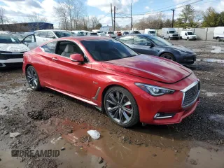 2018 Infiniti Q60 Red Sport 400 with VIN JN1FV7EL5JM630018, listed as a Copart auction lot 45684015 with 39,057 mi miles and Salvage Title. Bid and sale history available at DreamBid. Image 4.