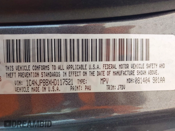 2017 Jeep Patriot Sport z VIN 1C4NJPBBXHD117521, wystawiony jako IAAI lot #42311513 z przebiegiem 71 548 mil mil oraz . Historia ofert i sprzedaży dostępna na DreamBid. Obrazek 9.