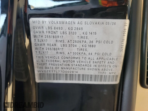 2007 Volkswagen Touareg V6 with VIN WVGZE77L77D002814, listed as a Copart auction lot 82108304 with 140,844 mi miles and Clean Title. Bid and sale history available at DreamBid. Image 13.