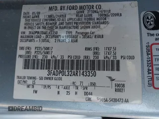 2010 Ford Fusion Hybrid with VIN 3FADP0L32AR143350, listed as a IAAI auction lot 42549839 with 137,466 mi miles and . Bid and sale history available at DreamBid. Image 9.