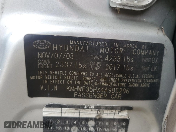 2004 Hyundai Sonata GLS with VIN KMHWF35HX4A985296, listed as a Copart auction lot 78211734 with 143,300 mi miles and Salvage Title. Bid and sale history available at carsss.com. Image 13.