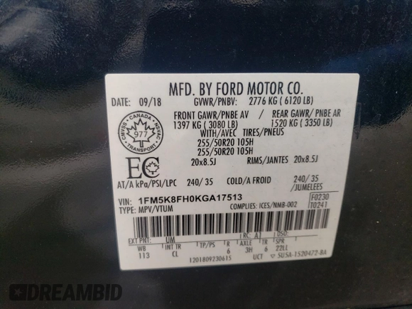 2019 Ford Explorer Limited with VIN 1FM5K8FH0KGA17513, listed as a Copart auction lot 52020195 with 102,481 mi miles and Salvage Title. Bid and sale history available at carsss.com. Image 13.