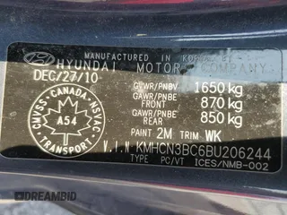 2011 Hyundai Accent L with VIN KMHCN3BC6BU206244, listed as a Copart auction lot 71718484 with 206,718 mi miles and Clean Title. Bid and sale history available at carsss.com. Image 13.