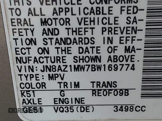 2011 Nissan Murano SV z VIN JN8AZ1MW7BW169774, wystawiony jako IAAI lot #40752308 z przebiegiem 167 144 mil mil oraz . Historia ofert i sprzedaży dostępna na DreamBid. Obrazek 9.