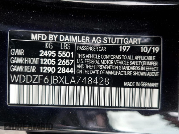 2020 Mercedes-Benz E-Class E 450 with VIN WDDZF6JBXLA748428, listed as a Copart auction lot 40687454 with 13,055 mi miles and Salvage Title. Bid and sale history available at carsss.com. Image 14.