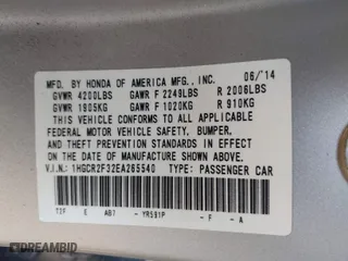 2014 Honda Accord Sedan LX with VIN 1HGCR2F32EA265540, listed as a IAAI auction lot 40387820 with 118,452 mi miles. Bid and sale history available at carsss.com. Image 9.