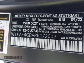 2024 Mercedes-Benz C 300 with VIN W1KAF4GB9RR172009, listed as a IAAI auction lot 41943081 with 17,936 mi miles and . Bid and sale history available at DreamBid. Image 9.