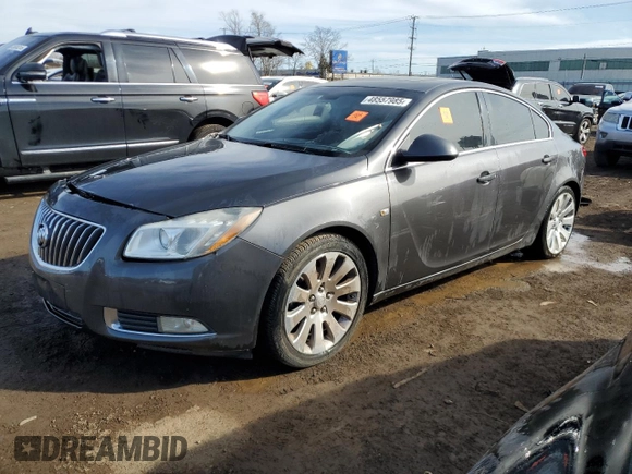2011 Buick Regal CXL Turbo TO6 with VIN W04G05GV8B1059334, listed as a Copart auction lot 48557985 with 114,945 mi miles and Salvage Title. Bid and sale history available at carsss.com. Image 1.