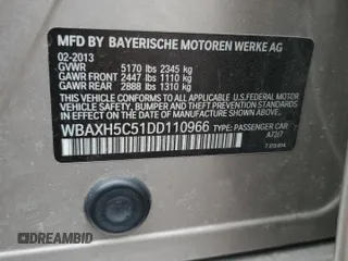2013 BMW 5 Series 528i xDrive z VIN WBAXH5C51DD110966, wystawiony jako Copart lot #53949115 z przebiegiem 128 708 mil mil oraz Szkody całkowita. Historia ofert i sprzedaży dostępna na DreamBid. Obrazek 13.