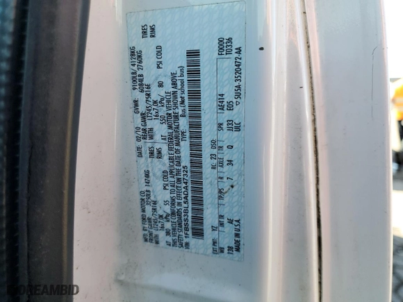 2010 Ford Econoline Wagon XL with VIN 1FBSS3BL5ADA47325, listed as a Copart auction lot 72460344 with 378,102 mi miles and Salvage Title. Bid and sale history available at carsss.com. Image 13.