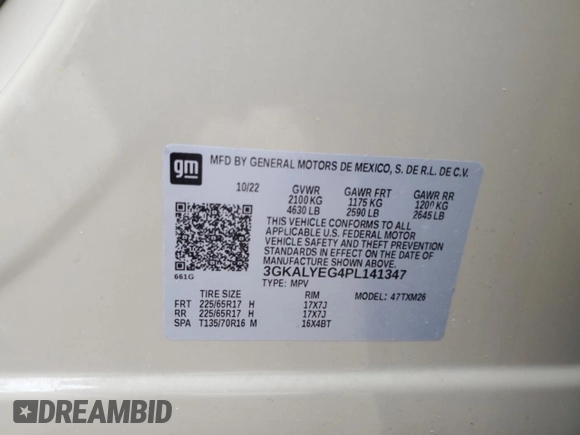 2023 GMC Terrain AT4 с VIN 3GKALYEG4PL141347, выставлен на аукционе Copart как лот 47240855 с пробегом 44 224 миль миль и Списание • Salvage title. История ставок и продаж доступна на DreamBid. Изображение 13.
