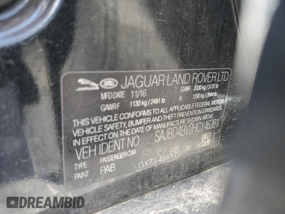 2017 Jaguar XF 35t Premium с VIN SAJBD4BV2HCY46381, выставлен на аукционе Copart как лот 50384745 с пробегом 84 040 миль миль и Чистый • Clean title. История ставок и продаж доступна на DreamBid. Изображение 12.