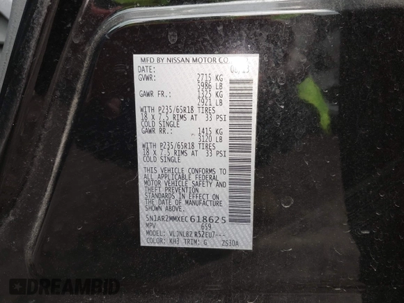 2014 Nissan Pathfinder S with VIN 5N1AR2MMXEC618625, listed as a IAAI auction lot 42794491 with 203,581 mi miles and . Bid and sale history available at DreamBid. Image 9.