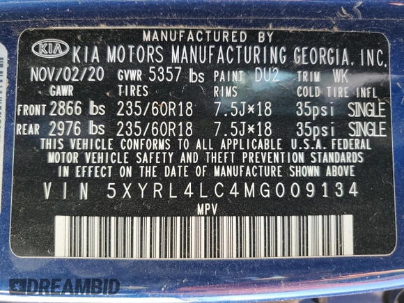 2021 Kia Sorento S with VIN 5XYRL4LC4MG009134, listed as a Copart auction lot 53318765 with 71,742 mi miles and Salvage Title. Bid and sale history available at carsss.com. Image 13.