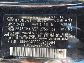 2013 Hyundai Genesis 3.8L z VIN KMHGC4DD2DU241594, wystawiony jako IAAI lot #42269925 z przebiegiem 141 850 mil mil oraz . Historia ofert i sprzedaży dostępna na DreamBid. Obrazek 9.
