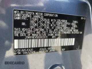 2013 Toyota RAV4 Limited with VIN JTMYFREV5DD002870, listed as a Copart auction lot 61839915 with 147,986 mi miles and Salvage title. Bid and sale history available at DreamBid. Image 13.