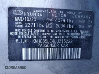 2020 Hyundai Ioniq SEL z VIN KMHC85LC4LU215222, wystawiony jako Copart lot #50198285 z przebiegiem 232 664 mil mil oraz Czysty tytuł • Clean title. Historia ofert i sprzedaży dostępna na DreamBid. Obrazek 12.