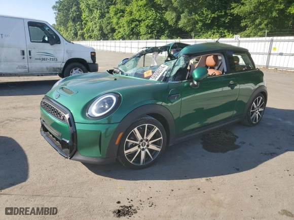 2023 MINI Hardtop 2 Door Cooper S with VIN WMW53DH05P2T08382, listed as a Copart auction lot 58506574 with 0 mi miles and Salvage Title. Bid and sale history available at carsss.com. Image 1.