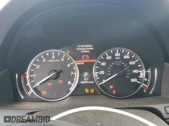 2016 Acura RLX Tech Pkg with VIN JH4KC1F58GC001638, listed as a Copart auction lot 55614355 with 66,701 mi miles and Salvage Title. Bid and sale history available at carsss.com. Image 9.
