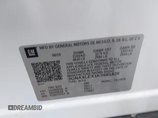 2019 Chevrolet Equinox LT with VIN 3GNAXLEX1KS681828, listed as a IAAI auction lot 41728085 with 72,512 mi miles and . Bid and sale history available at DreamBid. Image 9.
