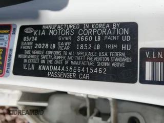2014 Kia Rio LX with VIN KNADM4A38E6415462, listed as a Copart auction lot 52143555 with 60,079 mi miles and Salvage Title. Bid and sale history available at DreamBid. Image 13.