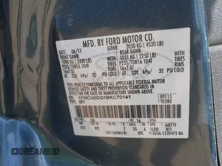 2011 Ford Escape XLT с VIN 1FMCU0DG1BKC70141, выставлен на аукционе IAAI как лот 42109881 с пробегом 206 714 миль миль и . История ставок и продаж доступна на DreamBid. Изображение 9.