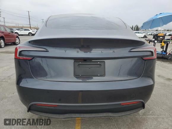 2025 Tesla Model 3 Long Range with VIN 5YJ3E1EA3SF941792, listed as a Copart auction lot 55505795 with 2,813 mi miles and Salvage title. Bid and sale history available at DreamBid. Image 6.
