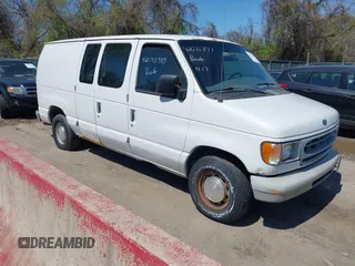1999 Ford Econoline Cargo with VIN 1FTRE1421XHB21609, listed as a IAAI auction lot 42070347 with 103,104 mi miles. Bid and sale history available at carsss.com. Image 1.