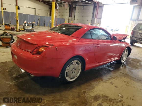 2003 Lexus SC 430 with VIN JTHFN48Y530035763, listed as a Copart auction lot 45680075 with 144,790 mi miles and Salvage Title. Bid and sale history available at DreamBid. Image 3.