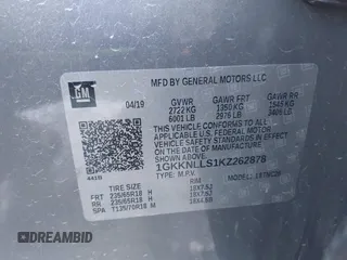2019 GMC Acadia SLE z VIN 1GKKNLLS1KZ262878, wystawiony jako IAAI lot #40863657 z przebiegiem 79 402 mil mil oraz . Historia ofert i sprzedaży dostępna na DreamBid. Obrazek 9.