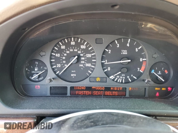2002 BMW 5 Series 530iA with VIN WBADT63482CH86089, listed as a Copart auction lot 77243944 with 116,240 mi miles and Salvage Title. Bid and sale history available at carsss.com. Image 9.