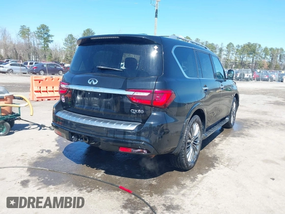 2019 Infiniti QX80 Luxe with VIN JN8AZ2NE1K9234497, listed as a IAAI auction lot 41833481 with 126,754 mi miles and . Bid and sale history available at DreamBid. Image 4.