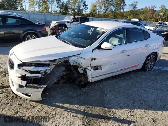 2015 Kia Cadenza Premium with VIN KNALN4D7XF5195059, listed as a Copart auction lot 75495444 with 114,742 mi miles and Salvage Title. Bid and sale history available at carsss.com. Image 1.