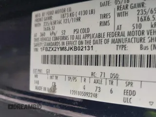 2018 Ford Transit Passenger XL с VIN 1FBZX2YM8JKB02131, выставлен на аукционе IAAI как лот 41794951 с пробегом 70 267 миль миль и . История ставок и продаж доступна на DreamBid. Изображение 9.