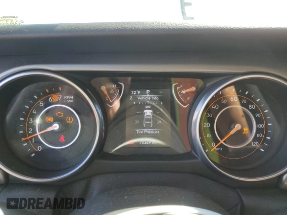 2018 Jeep Wrangler Unlimited Sport S with VIN 1C4HJXDN4JW240844, listed as a Copart auction lot 55578405 with 70,369 mi miles and Salvage title. Bid and sale history available at DreamBid. Image 9.