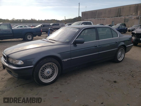 2000 BMW 7 Series 740iL with VIN WBAGH8340YDP09744, listed as a Copart auction lot 75586844 with 0 mi miles and Clean Title. Bid and sale history available at carsss.com. Image 1.