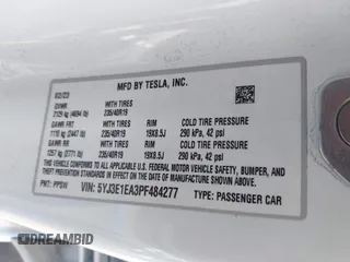 2023 Tesla Model 3 с VIN 5YJ3E1EA3PF484277, выставлен на аукционе IAAI как лот 42558827 с пробегом 38 641 миль миль и . История ставок и продаж доступна на DreamBid. Изображение 9.