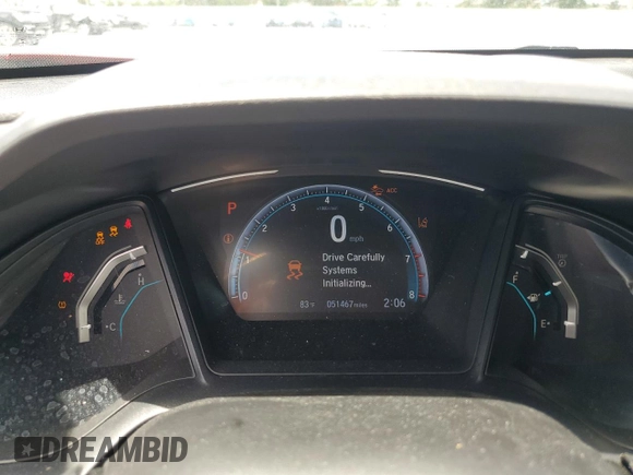 2019 Honda Civic Sedan LX with VIN 2HGFC2F63KH593619, listed as a Copart auction lot 51510595 with 51,467 mi miles and Salvage Title. Bid and sale history available at carsss.com. Image 9.
