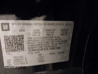 2020 Chevrolet Equinox LT with VIN 3GNAXUEV2LS582389, listed as a IAAI auction lot 41427786 with 66,641 mi miles and . Bid and sale history available at DreamBid. Image 9.