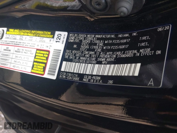 2020 Toyota Sienna XLE Auto Access Seat z VIN 5TDYZ3DCXLS074980, wystawiony jako IAAI lot #39735841 z przebiegiem 43 864 mil mil oraz . Historia ofert i sprzedaży dostępna na DreamBid. Obrazek 9.