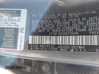 2017 Toyota Camry XLE with VIN 4T1BF1FK5HU720495, listed as a IAAI auction lot 41427989 with 130,642 mi miles and . Bid and sale history available at carsss.com. Image 9.