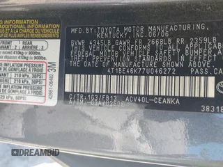 2007 Toyota Camry CE with VIN 4T1BE46K77U046272, listed as a IAAI auction lot 42048401 with 1 mi miles. Bid and sale history available at carsss.com. Image 9.