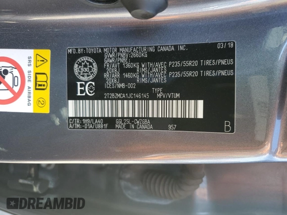 2018 Lexus RX 350 с VIN 2T2BZMCA1JC146145, выставлен на аукционе Copart как лот 54514985 с пробегом 145 520 миль миль и Списание • Salvage title. История ставок и продаж доступна на DreamBid. Изображение 13.