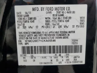 2012 Ford Escape Limited with VIN 1FMCU9E71CKA05546, listed as a Copart auction lot 55032085 with 121,168 mi miles and Clean title. Bid and sale history available at DreamBid. Image 14.
