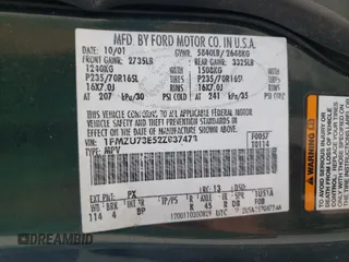 2002 Ford Explorer XLT с VIN 1FMZU73E52ZB37473, выставлен на аукционе Copart как лот 57212605 с пробегом 162 133 миль миль и Чистый • Clean title. История ставок и продаж доступна на DreamBid. Изображение 13.