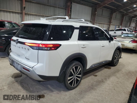 2023 Nissan Pathfinder Platinum z VIN 5N1DR3DH2PC254760, wystawiony jako Copart lot #55861115 z przebiegiem 20 265 mil mil oraz Szkoda całkowita • Salvage title. Historia ofert i sprzedaży dostępna na DreamBid. Obrazek 3.
