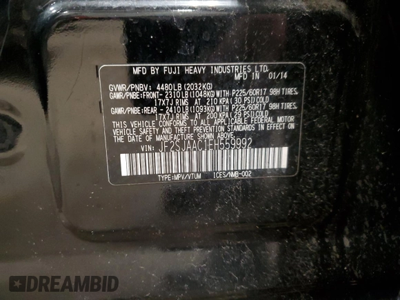 2014 Subaru Forester 2.5i with VIN JF2SJAAC1EH559992, listed as a Copart auction lot 54156035 with 148,614 mi miles and Clean Title. Bid and sale history available at DreamBid. Image 13.
