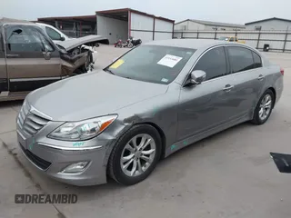 2012 Hyundai Genesis 3.8L with VIN KMHGC4DD9CU168786, listed as a IAAI auction lot 41933681 with 121,448 mi miles. Bid and sale history available at carsss.com. Image 2.