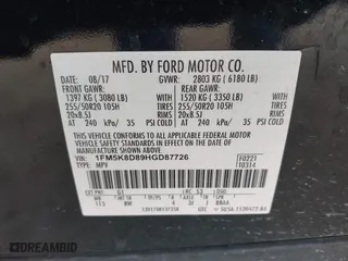 2017 Ford Explorer XLT with VIN 1FM5K8D89HGD87726, listed as a IAAI auction lot 41705174 with 95,799 mi miles. Bid and sale history available at carsss.com. Image 9.